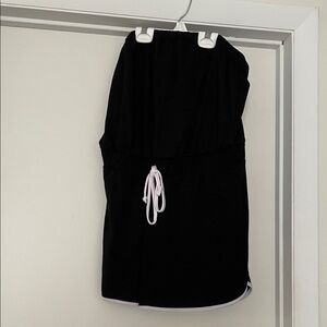 Almost Famous Black Strapless Romper with White Accents